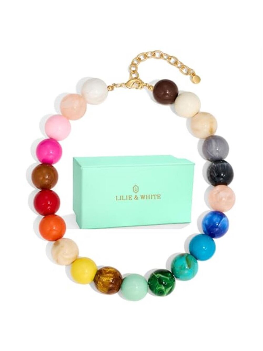 LILIE&WHITE Colorful Chunky Bead Necklaces For Women Trendy Boho Collar